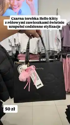 Pepco Torebka Hello Kitty czarna z różowymi zawieszkami oferta