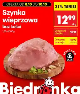 Biedronka Szynka wieprzowa bez kości oferta