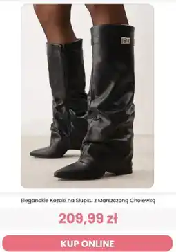 Renee Eleganckie kozaki na słupku z marszczoną cholewką Renee oferta