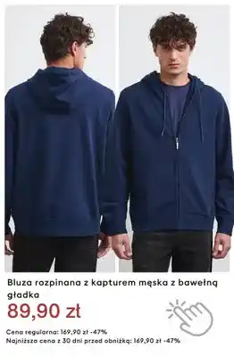 Bluza rozpinana z kapturem męska z bawełną gładka