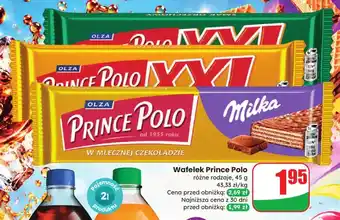 Wafelek Prince Polo w mlecznej czekoladzie Milka