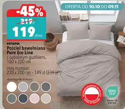 Biedronka DETEXPOL Pościel bawełniana Pure Eco Line z ozdobnym guzikiem, 160 x 200 cm oferta
