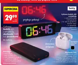 Biedronka Setty Cyfrowy budzik LED z projekcją, słuchawki TWS lub powerbank oferta