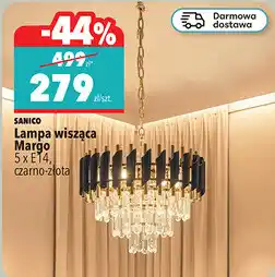 Biedronka SANICO Lampa wisząca Margo 5 x E14, czarno-złota oferta