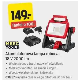 Jula Akumulatorowa lampa robocza MEEC TOOLS 18 V 2000 lm oferta