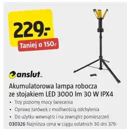 Jula Akumulatorowa lampa robocza ze stojakiem LED 3000 lm 30 W IPX4 oferta