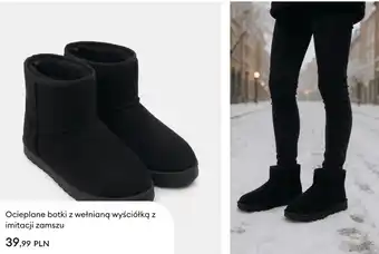 Ocieplane botki z wełnianą wyściółką z imitacji zamszu Sinsay