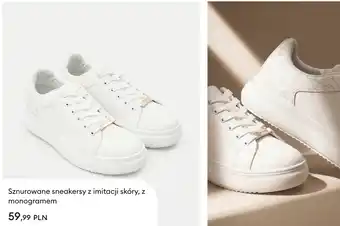 Sznurowane sneakersy z imitacji skóry, z monogramem Sinsay