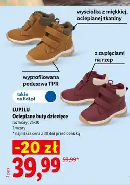 Lidl Ocieplane buty dziecięce Lupilu brązowe oferta