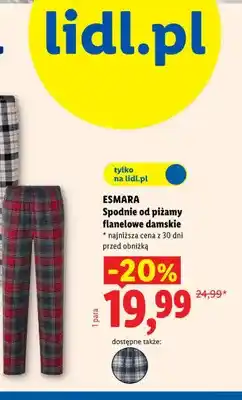 Lidl Spodnie od piżamy flanelowe damskie Esmara oferta