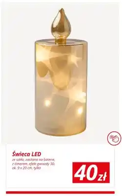 KiK Świeca LED ze szkła zasilana na baterie z timerem efekt gwiazdy 3D oferta