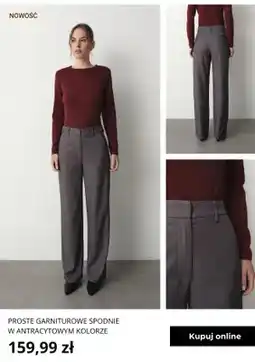 Greenpoint Proste garniturowe spodnie w antracytowym kolorze Greenpoint oferta