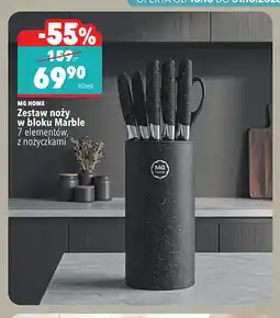 Biedronka Zestaw noży w bloku Marble 7 elementów z nożyczkami Mg Home oferta