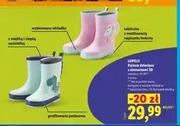 Lidl Kalosze dziecięce z elementami 3D Lupilu oferta