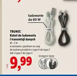 Lidl Kabel do ładowania i transmisji danych z typu A do typu C Tronic oferta