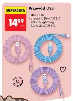 Biedronka Przewód USB USB-A/USB-C 1,5 m Pusheen oferta