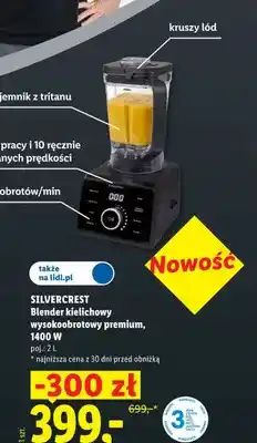 Lidl Blender kielichowy wysokoobrotowy premium 1400W 2 l Silvercrest oferta