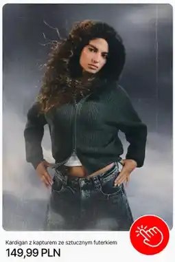 Cropp Kardigan z kapturem ze sztucznym futerkiem Cropp oferta