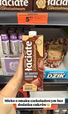 Biedronka Mleko UHT Łaciate o smaku czekoladowym bez dodatku cukrów oferta