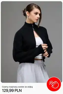 Cropp Czarny rozpinany sweter ze stójką Cropp oferta