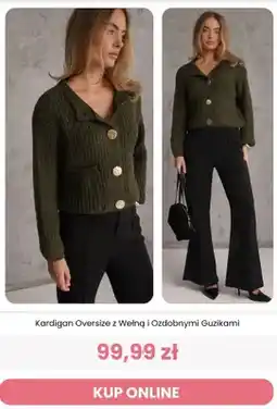 Renee Kardigan oversize z wełną i ozdobnymi guzikami Renee oferta