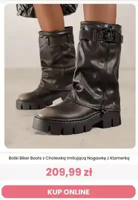 Botki biker boots z cholewką imitującą nogawkę z klamerką Renee