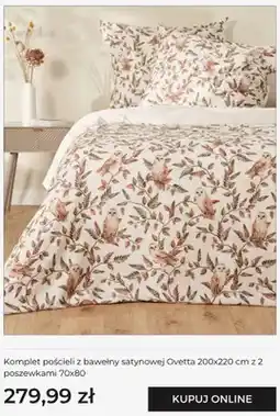 Home&You Komplet pościeli z bawełny satynowej Ovetta 200x220 cm z 2 poszewkami 70x80 Home & You oferta