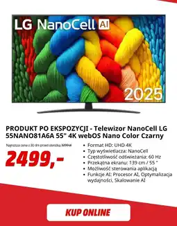 Media Markt Telewizor NanoCell LG 55NANO81A6A 55" 4K webOS Nano Color Czarny oferta