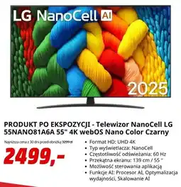 Media Markt Telewizor NanoCell Lg 55NANO81A6A 55 4K webOS Nano Color czarny oferta