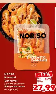 Kaufland Krewetki Vannamei z głową gotowane Norso oferta