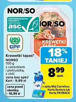 Carrefour Krewetki tapas z czosnkiem i pietruszką NORSO oferta