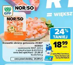 Carrefour Krewetki obrane gotowane Norso oferta