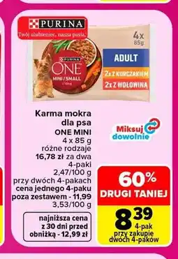 Carrefour Karma mokra dla psa One Mini 4-pak oferta