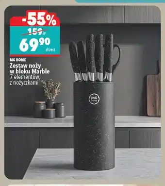 Zestaw noży w bloku Marble 7 elementów z nożyczkami Mg Home