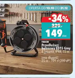 Biedronka Przedłużacz bębnowy ED15 Grey 15 m Tracer oferta