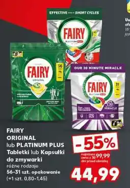 Kaufland FAIRY ORIGINAL lub PLATINUM PLUS Tabletki lub Kapsułki do zmywarki oferta