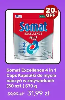 Biedronka Somat Excellence 4 in 1 Caps Kapsułki do mycia naczyń w zmywarkach (30 szt.) 570 g oferta