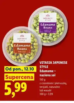 Lidl Edamame nasiona soi z czosnkiem i pietruszką Vitasia Japanese Style oferta