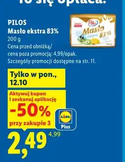 Lidl Masło ekstra Pilos 83% oferta