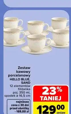 Carrefour Zestaw kawowy porcelanowy Hello Blue 12 elementów oferta