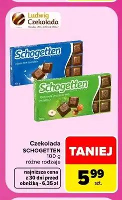 Carrefour Czekolada Schogetten Alpine Milk Chocolate with Hazelnuts oferta