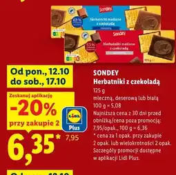 Lidl Herbatniki z czekoladą mleczną Sondey oferta