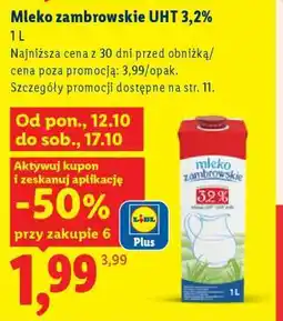 Lidl Mleko Zambrowskie UHT 3,2% oferta