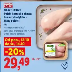 Lidl NASZE FERMY Polski kurczak z chowu bez antybiotyków – filety z piersi oferta