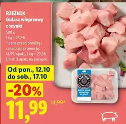 Lidl RZEŹNIK Gulasz wieprzowy z szynki oferta
