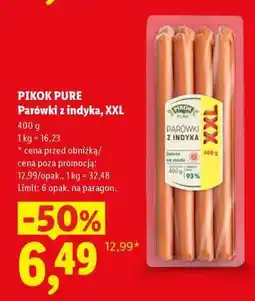 Lidl PIKOK PURE Parówki z indyka, XXL oferta