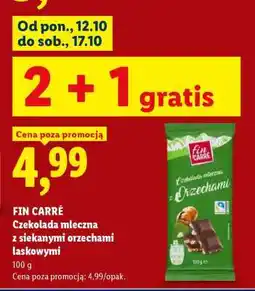 Lidl FIN CARRÉ Czekolada mleczna z siekanymi orzechami laskowymi oferta
