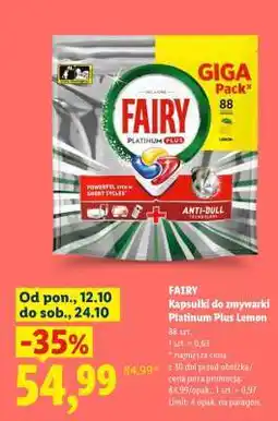 Lidl FAIRY Kapsułki do zmywarki Platinum Plus Lemon oferta