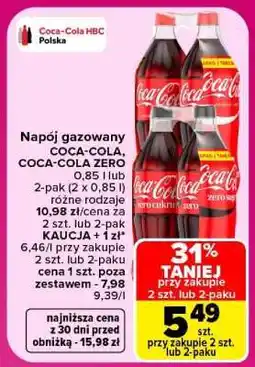 Carrefour Napoj gazowany COCA-COLA, COCA-COLA ZERO oferta