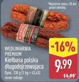 ALDI Wędliniarnia Premium Kiełbasa polska długodojrzewająca oferta